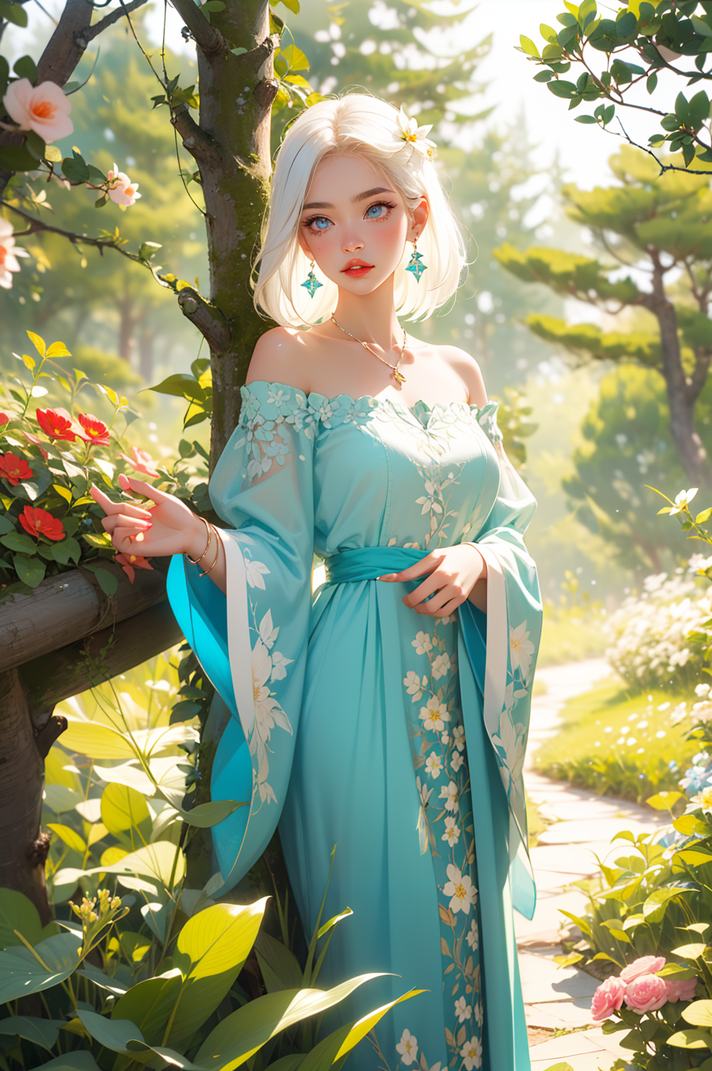 01481-466352361-(absurdres, highres, ultra detailed)_1girl, jewelry, flower, earrings, long hair, dress, blonde hair, solo, tree, skull, hair or.png